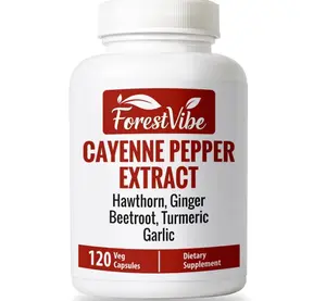 Cayenne Pepper Capsules, 7-in-1 Blend with Hawthorn, Ginger, Beetroot, Garlic & Turmeric, 120 Vegan Capsules, 2 Month Supply, Non-GMO and Gluten Free Capsaicin Pills
