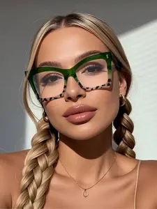 Butterfly Pattern Leopard Print Classic Elegant Unisex Non-Prescription Glasses, Suitable for Daily Life Office TV Watching