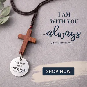 Bible Verse NFC Car Hanging​ – "I Am With You Always" Solid Wood Cross with Random Daily Verses, Handcrafted Inspirational Gift