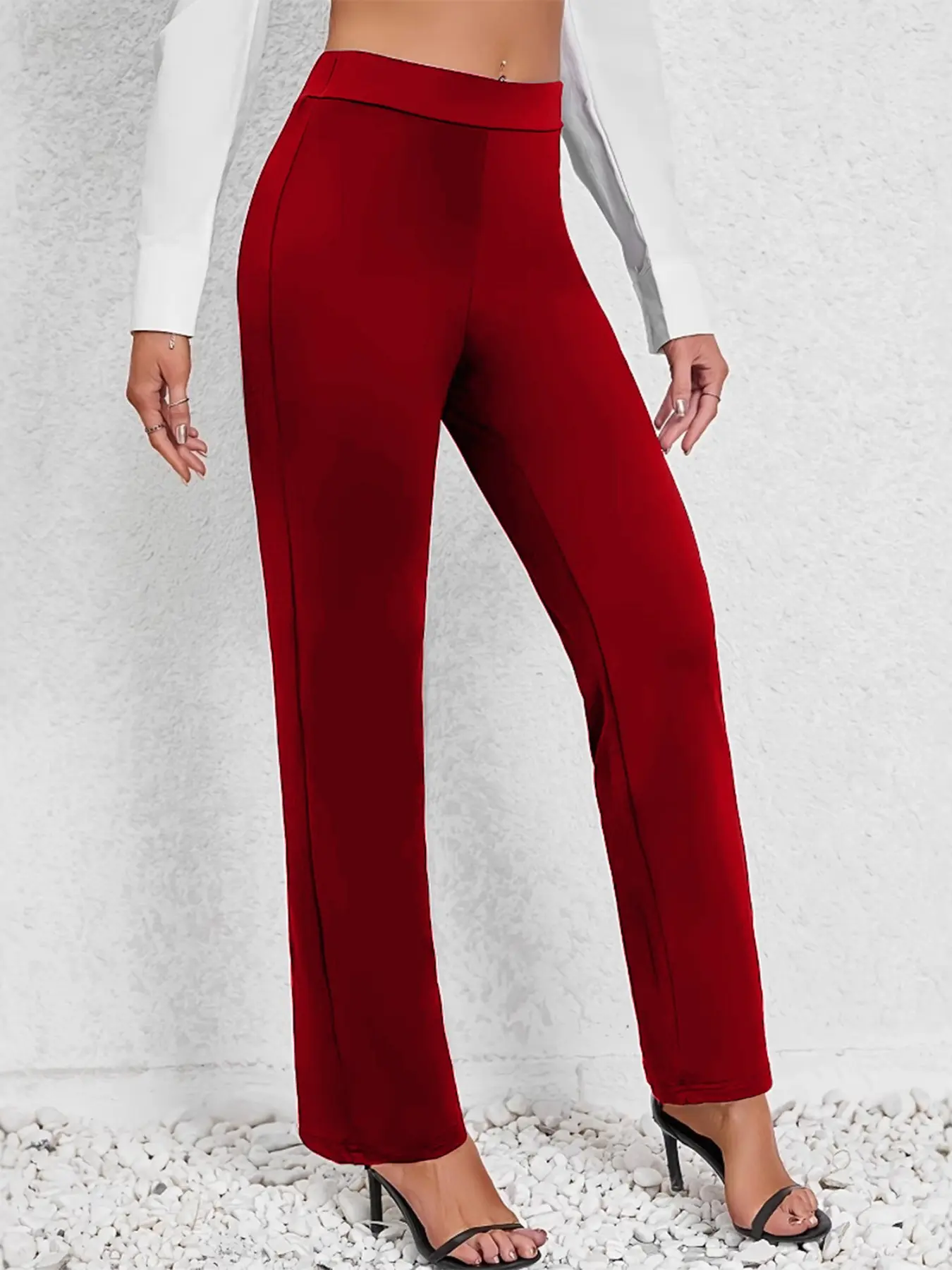 fitted lace wedding dress Red high waist wide leg pants – ImageBoutique main image 1