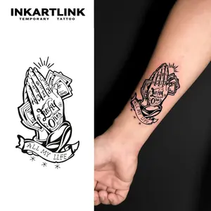 Praying Hands temporary tattoo stickers, magic tattoos, herbal juice tattoos, lasting 1-2 weeks, realistic fake tattoos