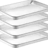 Quarter Sheet Pan Set of 4, CEKEE Stainless Steel Baking Sheet & Cookie Sheets for Baking, Baking Sheet Pan Oven Tray, Heavy Duty & Easy Clean Baking Pans Set - Size 12 x 10 x 0.98 Inch Bakeware Kitchen