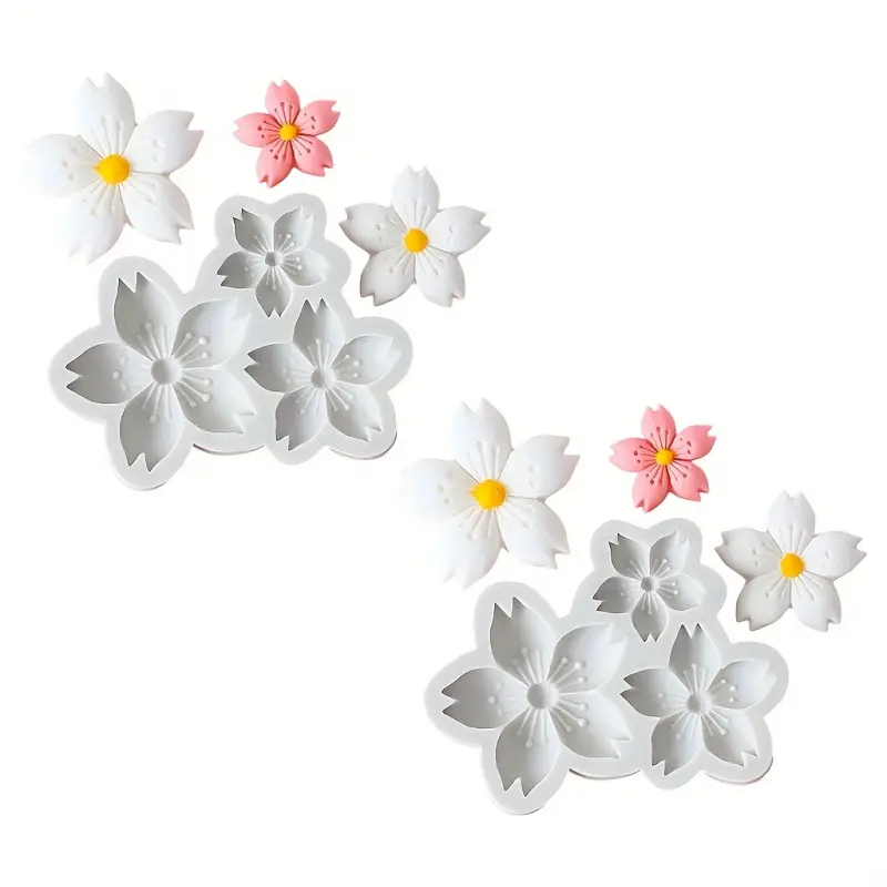 2 pieces of cherry blossom shaped silicone molds, used for resin, candle, clay, gypsum, soap, jewelry casting, decoration, exclusively for resin art and handicraft enthusiasts, Soap Making Supplies