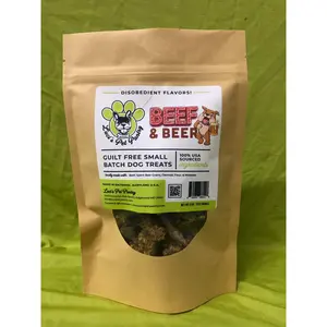 Beef & Beer - All Natural Dog & Puppy Treats - Disobedient Biscuits! 6 oz. Pouch