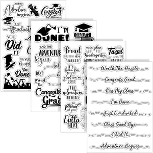 4 Sheet 2026 Graduation Words Clear Stamps Congrats Grad Cap Silicone Transparent Border Stamps for DIY Craft Card Making Scrapbooking Embossing Album Decor