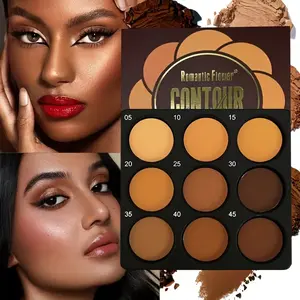 9 Tone Contour And Concealer Palette, Medium And Deep Tone, Create Natural 3D Makeup Effect, Matte Effect, Waterproof And Sweat Proof, Oil Control Foundation Make-Up And Eye Shadow, Suitable for All Skin Types, Eye Shadow Primer | Fashion Design