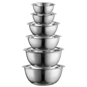 COOK WITH COLOR Stainless Steel Mixing Bowls - 6 Piece Stainless Steel Nesting Cookware Bowl Set includes 6 Prep Bowls - Multicolored Tableware Oil