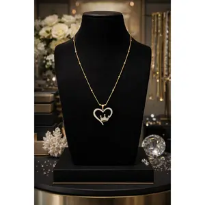 Princess Heart Pendant Necklace 18” Chain