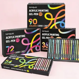 Acrylic Painting Gel Pens 36-90 Colors, Christmas Drawing Supplies, Art Marker Set, 1.0mm Broad Tip, High Saturation Waterproof Quick Dry, Professional Art Use
