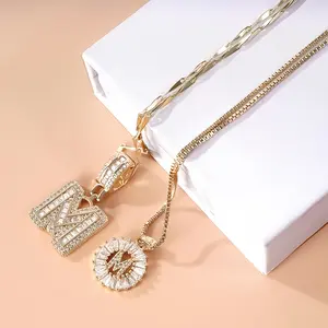 2 Pack Initial Necklaces Letter Pendant Necklaces 14K Gold Plated Alphabet Necklaces with Adjustable 17''-19'' Chain for Women Mother’s Day Gift jewelry waterproof
