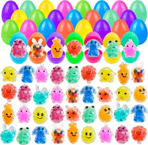 Easter Gift 36 Pack Prefilled Easter Eggs with Squishy Toys Inside Bright Colorful Easter Eggs Filled with Easter Fidget Toys Great for Adult Easter Basket Stuffers Egg Fillers Party Favors
