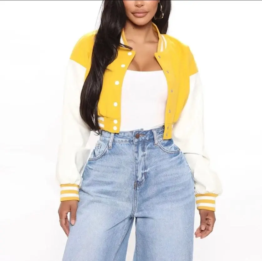 Women's Cute Baseball Jacket, Lightweight Color Block Varsity Top for a Sporty Chic Look and Football Fashion