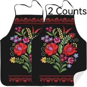 Floral Pattern Apron Set,2 Pcs Polyester Kitchen Apron for Cooking,Valentine's Day Gift,  Apron for Women,Mother's Day Gift,Nails Design Tool,Nail Tech,Nails Art,Nails First,Kitchen Accessory, Durable Apron, Elegant Apron, Flower