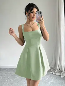 ☀️ Women Casual Summer Low Cut Mini Dress With Waist Cinched Fit, Perfect Holiday And Vacation Outfit.