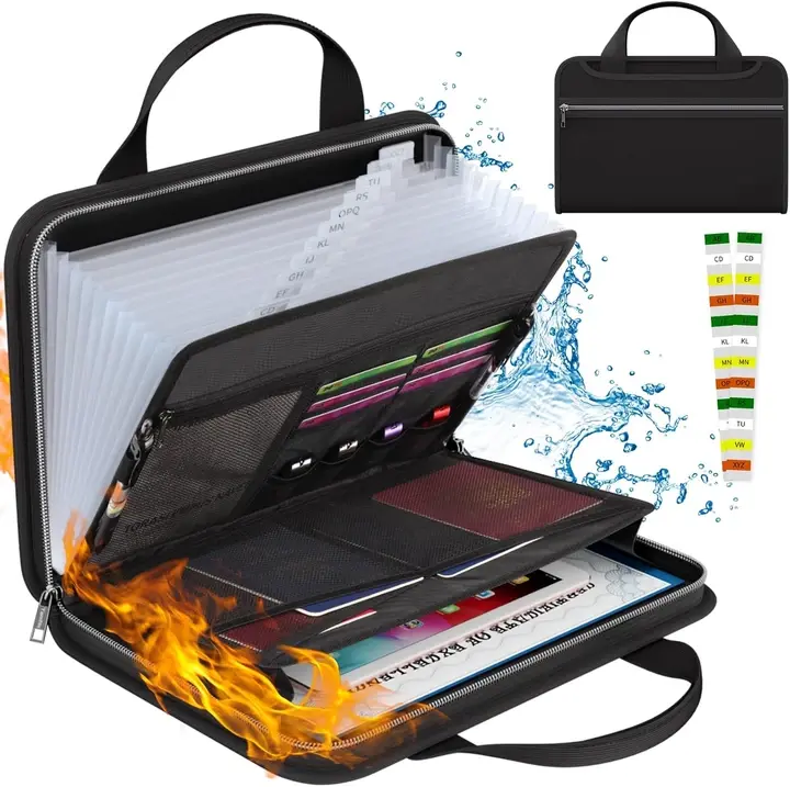 The Ultimate Document Protector: Fireproof Accordion Organizer with 13 Pockets – Water & Tear Resistant, Transparent Expanding File with Secure Zipper & Labels to Keep Your A4/Letters Safe for Home or Office
