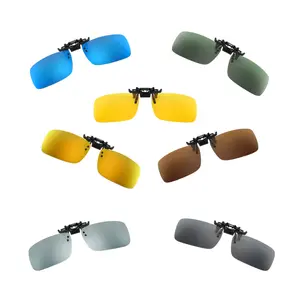 Polarized Clip On Sunglasses - Rimless Flip Up Anti Glare Sun Shades for Prescription Glasses