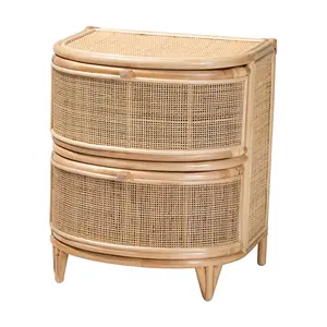 Baxton Studio Oleta Natural Brown Rattan Nightstand