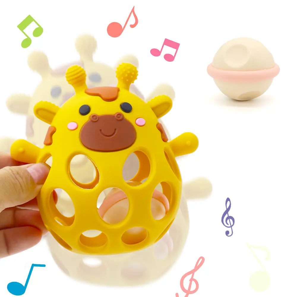 Giraffe Pattern Teether, Animal Shape Silicone Rubber Ring, BPA-Free Toy for Baby and Infant Sensory Relief, Ring Teether, Teething Rings For Babies