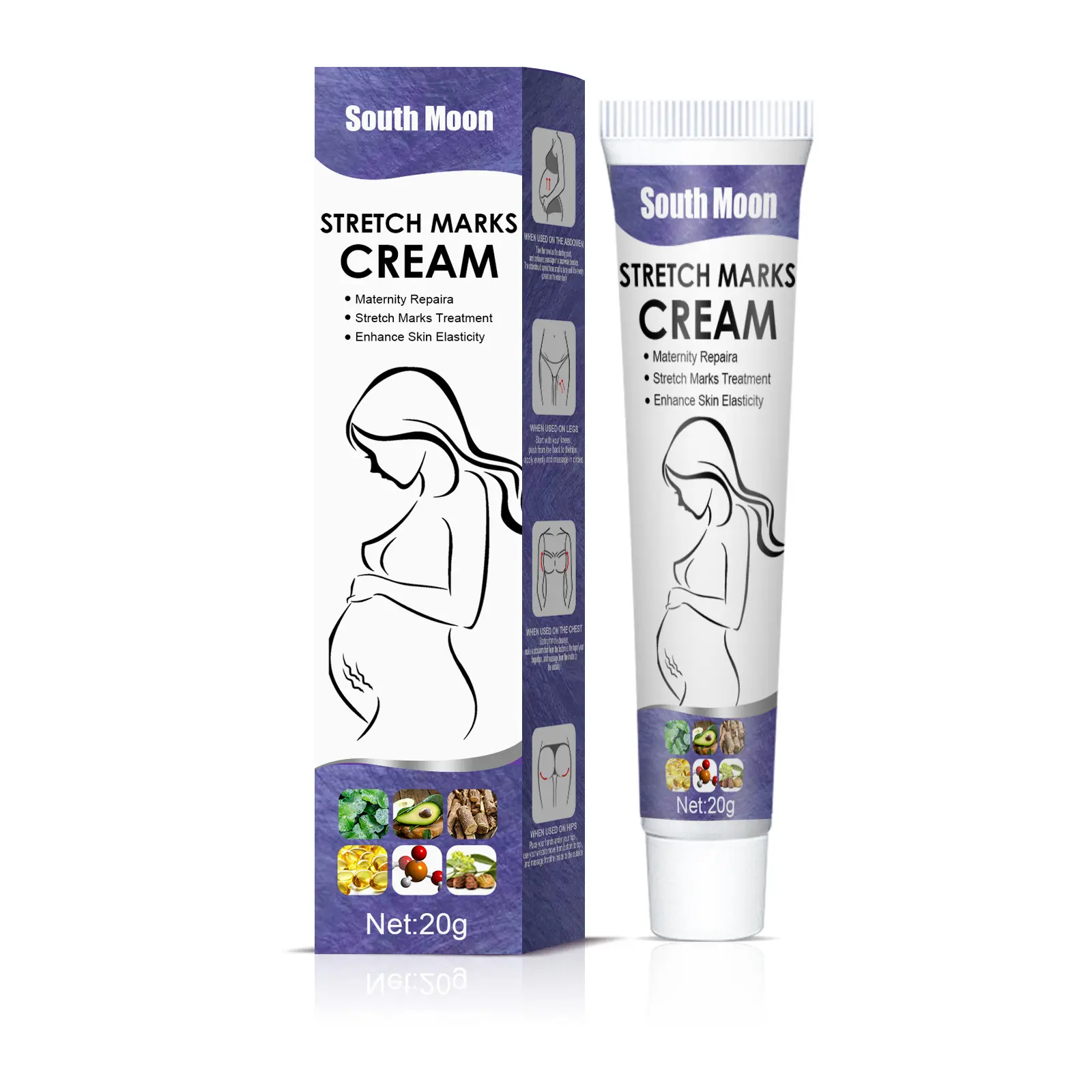 South Moon Stretch Mark Skin Care Cream - Daily Moisturizing Topical Cream for Postpartum Scars, Body Skin