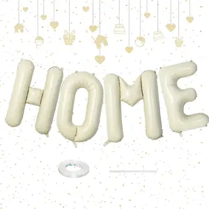 40 Inch Beige  Balloon Banner for House Warming Decoration Party, Large Cream White Foil Letter Balloons Sign for Housewarming,   Party, Homecoming Decor and Welcome  Decorations
