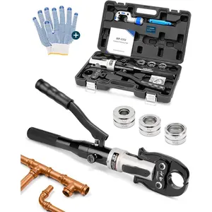 Hydraulic Copper pipe Crimping tool with 1/2 inch,3/4 inch and 1 inch Jaw Copper Pipe Propress Crimpers Pressing Pliers,Copper Tube Fittings pipe Crimpers for Narrow Space and Tee Fittings