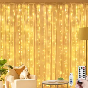 LED Fairy Curtain Lights 3x3M with 8 Modes USB Powered Remote Control DC Power Supply Flexible Indoor Outdoor Wedding Party Decor box usb