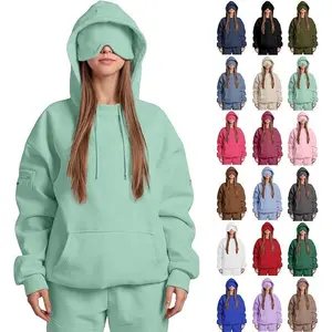 Hoodies for Women with Designs Comfort Hoodie Airplane Mode Travel Hoodie with Built-in Eye Mask Pockets Sweatshirts