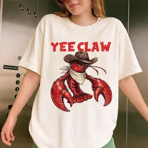 Comfort Colors Yee Claw Crawfish Shirt, Crawfish Shirt, Western Crawfish Tee, Sarcastic Shirt, Funny Beach Shirt, Cowboy Crawfish Shirt