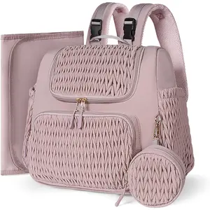 Diaper Bag Backpack Small Diaper Bag with Insulated Pockets, Changing Pad, Stroller Straps & Pacifier Case, Stylish Baby Backpacks Travel Mini Maternity Bags, Dusty Rose, 13.8" x 5.9" x 11.8"
