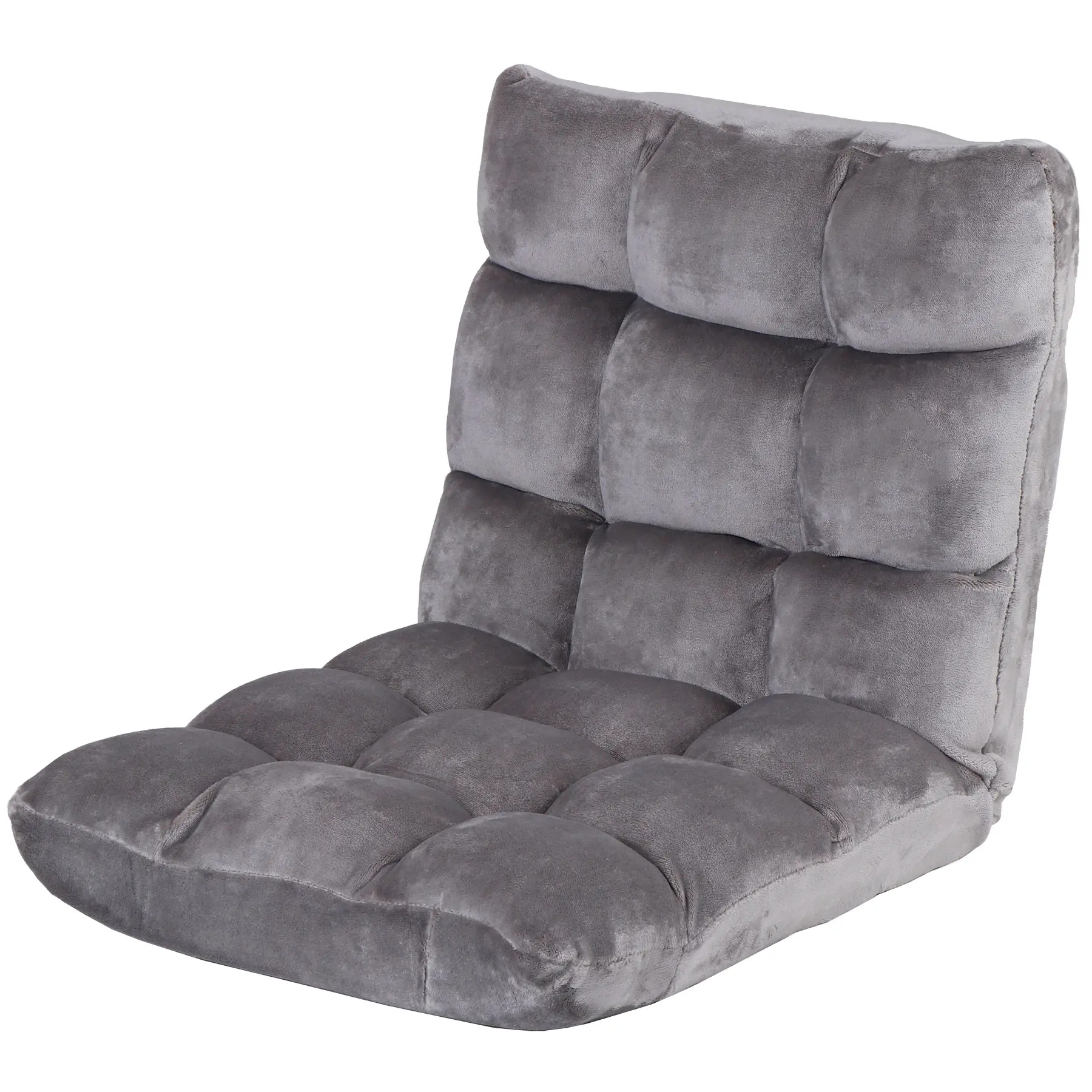 ZENSTYLE Folding Floor Chair Cushioned Gaming Chair 14 Adjustable Lazy Sofa Chair w/Padded Back Support for Reading Relaxation Gaming, Gray, Cushioned Chairs, Lightweight Foldable Chair, Reclining Backrest