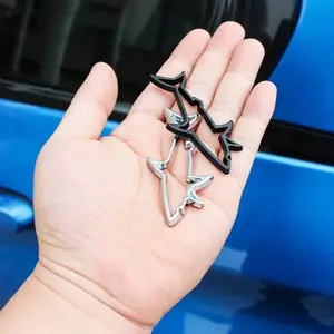 2 Piece Shark Metal Badge with Cutout Design, Durable Car and Motorcycle Decorative Accessories, Unique Customization Ornament, Enhance Atmosphere, Car Decoration