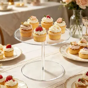 1pc Clear Acrylic Small Round Dessert Cake Stand for Party and Wedding, Cake Cupcake Display Rack for Birthday and Event Decor, Candy and Pizza Presentation