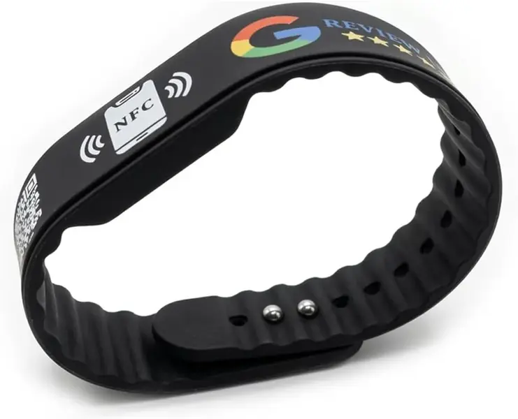 Double Layer NFC Social Wristband – Tap to Review & Follow – Rewritable – Analytics – Waterproof