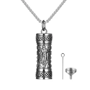 OIDEA St Michael Urn Necklace: Men Women Viking Norse Stainless Steel Cremation Ash Pendant Guardian Shield Jewelry Gift