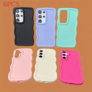 6pcs/Set for Samsung Galaxy A16 A15 A25 A35 A55 A13 A14 A23 A33 A34 A51 A52 A53 A50 S22 S23 S24 S25 Ultra S21 FE new Macaron Candy Color Wavy Edge Cute Frosted Mobile Phone Soft Case