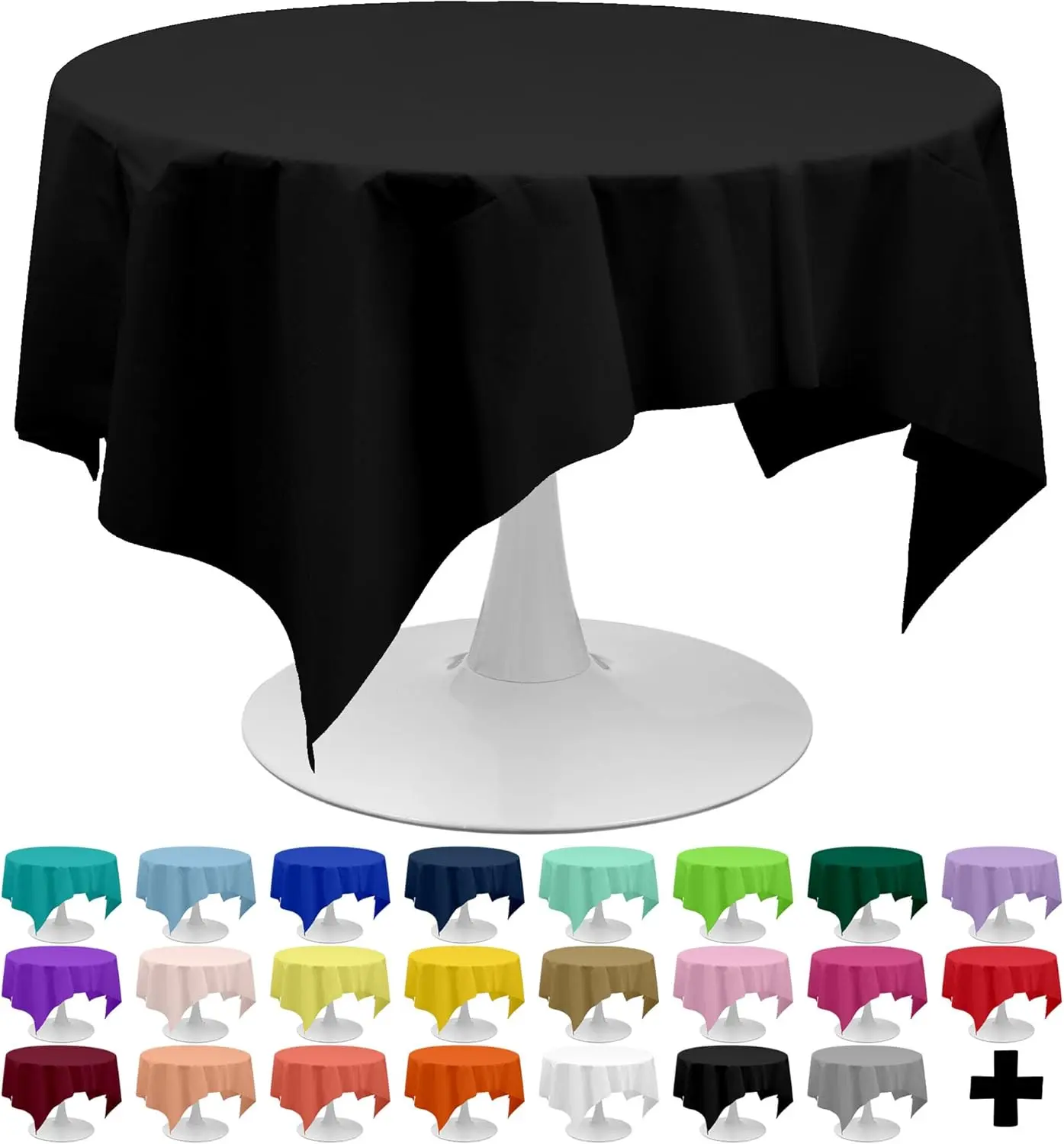 Black Tablecloths Plastic 3 Pack  84 Inches Disposable Table Covers Decorative Table Cloths for Round Dinning Kitchen Tables