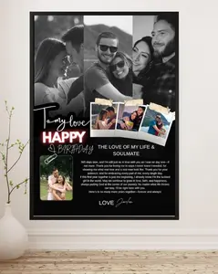 Custom Couples Photo Card Print, Anniversary Keepsake, Romantic One-Year Gift