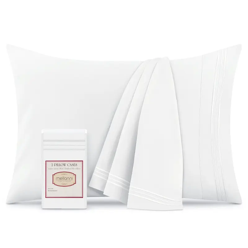 Mellanni Iconic Collection Set of 2 Pillowcases Hypoallergenic Microfiber Easy Care Wrinkle Fade Resistant Durable Bedding Accessories