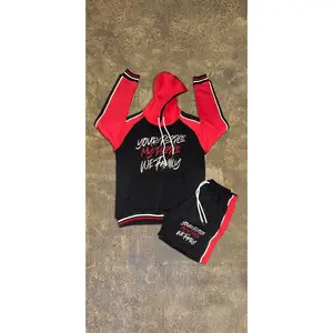 Two Tone Red and Black Hoodie and Shorts