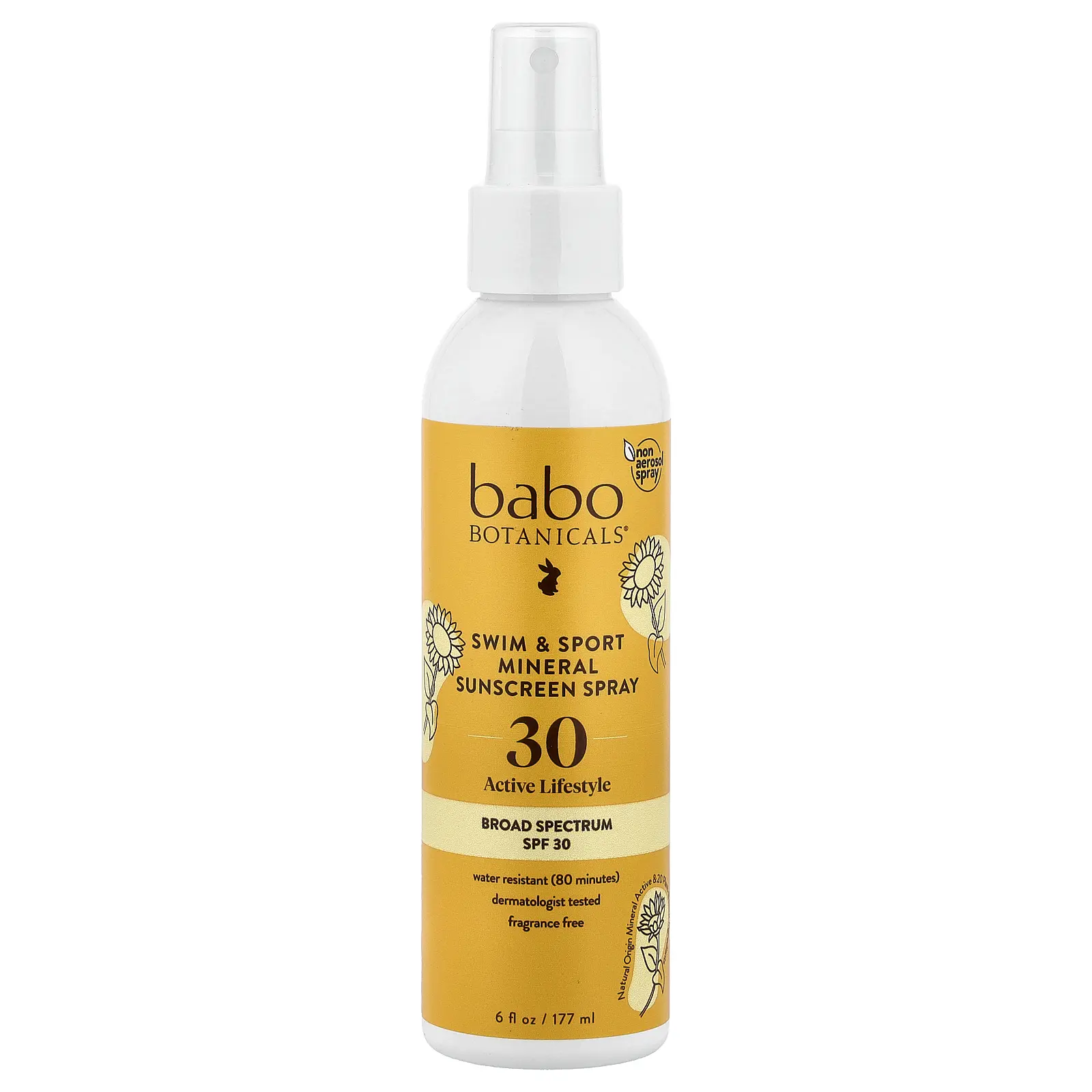 Babo Botanicals Swim & Sport, Mineral Sunscreen Spray, SPF 30, 6 fl oz (177 ml) | HSA/FSA Eligible
