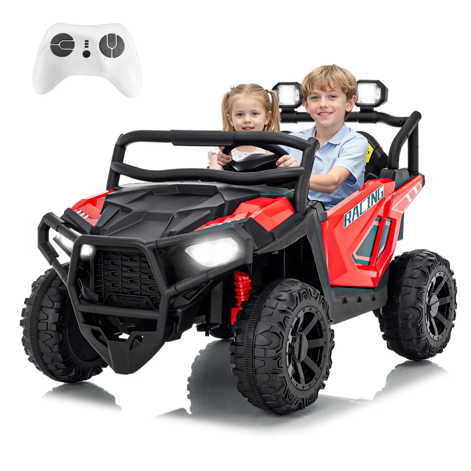 GARVEE Kids Ride-On ATV Rechargeable Car - 24V 2-Seater Electric UTV, Parent Remote Control, 4-Wheeler Suspension, 3 Speeds Up to 6 MPH, Built-In LED Lights, Bluetooth Music, Outdoor Play Toy for Ages 2-8 (Summervibes Flash Sale), Cool Gifts For Kids