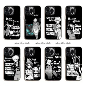 Trendy Cool Anime Blue Lock Phone Cases For iPhone 17 Promax Air 16 15 14 Pro Max Plus 13 12 11 Black IMD Mattle Shockproof Protective Cover Gifts For Fans Birthday Valentine Christmas Thanksgiving Halloween