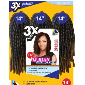 3x Spring Twist 14inch Synthetic Braided Lace Wig - Flame Retardant - Durable & Long-Lasting