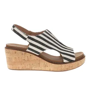 Corkys Womens Carley Striped Slingback  Casual Sandals Casual High Heel 3" & Up - Black, White