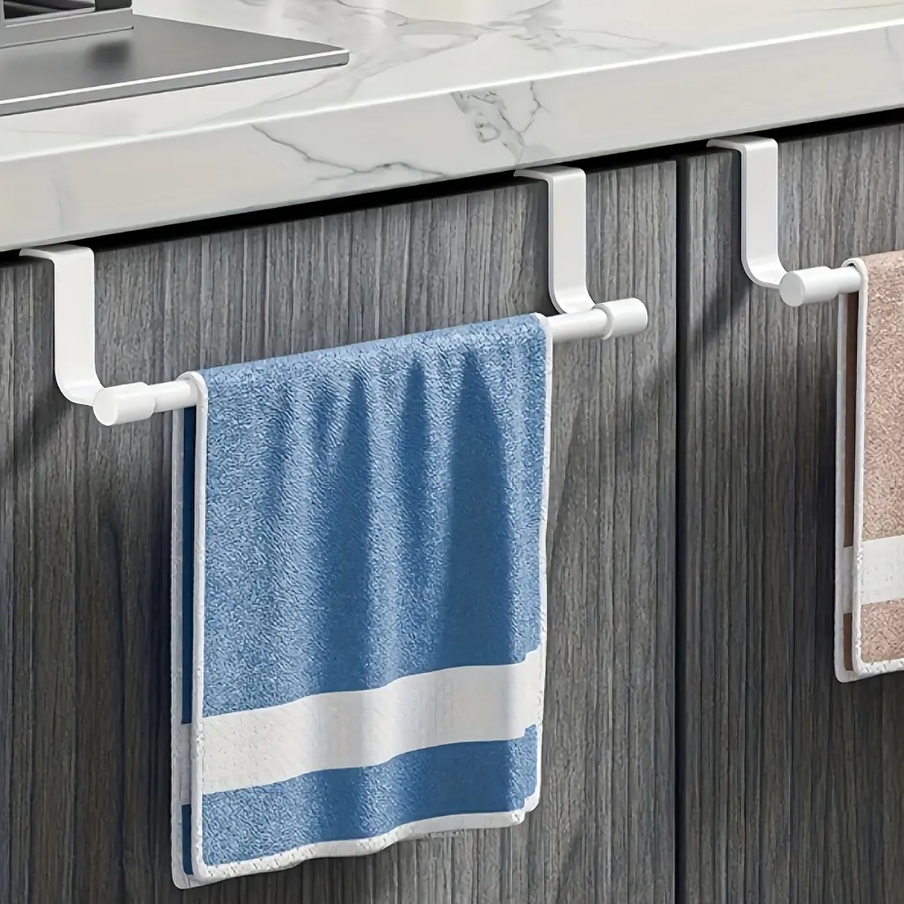 1pc Modern Wall-Mounted Kitchen Cabinet Towel Rack – Space-Saving Dishcloth Holder for Home & Bathroom, No Drill Installation, Perfect for Organizing Hand Towels and Dishcloths, Towel Racks