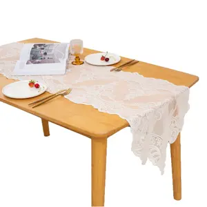 French Style Vintage Hollow Lace Table Runner American Country Dining Room Living Room Light Luxury Christmas Fashion Fabric Long Runner