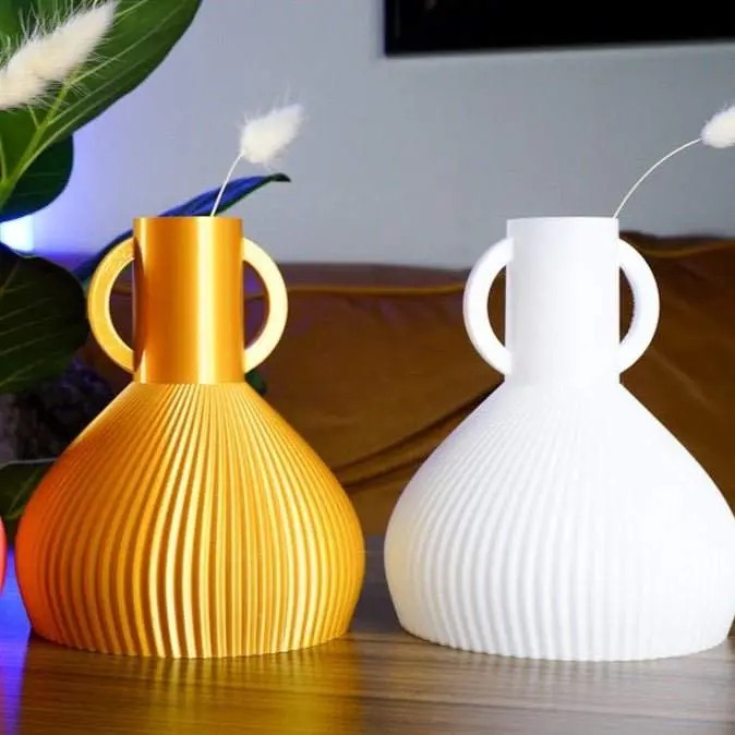 Grecian 3D Printed Vase - 3D Printed with Thin Walls, Flexible Design, 5.5 Inch Base x 6.5 Inch Tall x 2 Inch Opening for Dried Flowers