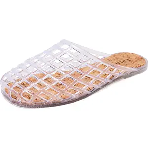 Clear Jelly Mesh Slide Sandals for Women Slip on Closed Toe Flats Sandals Summer Beach Jelly Shoes
