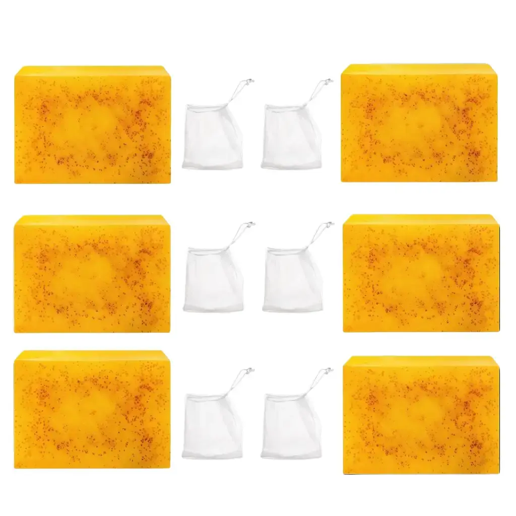 Lemon Turmeric & Kojic Acid Soap Bar, Summer Face & Body Wash for Men & Women, Daily Skincare Cleanser Sets with Soap Saver Bags, Christmas Gift Mother's Day gift Summer vibes