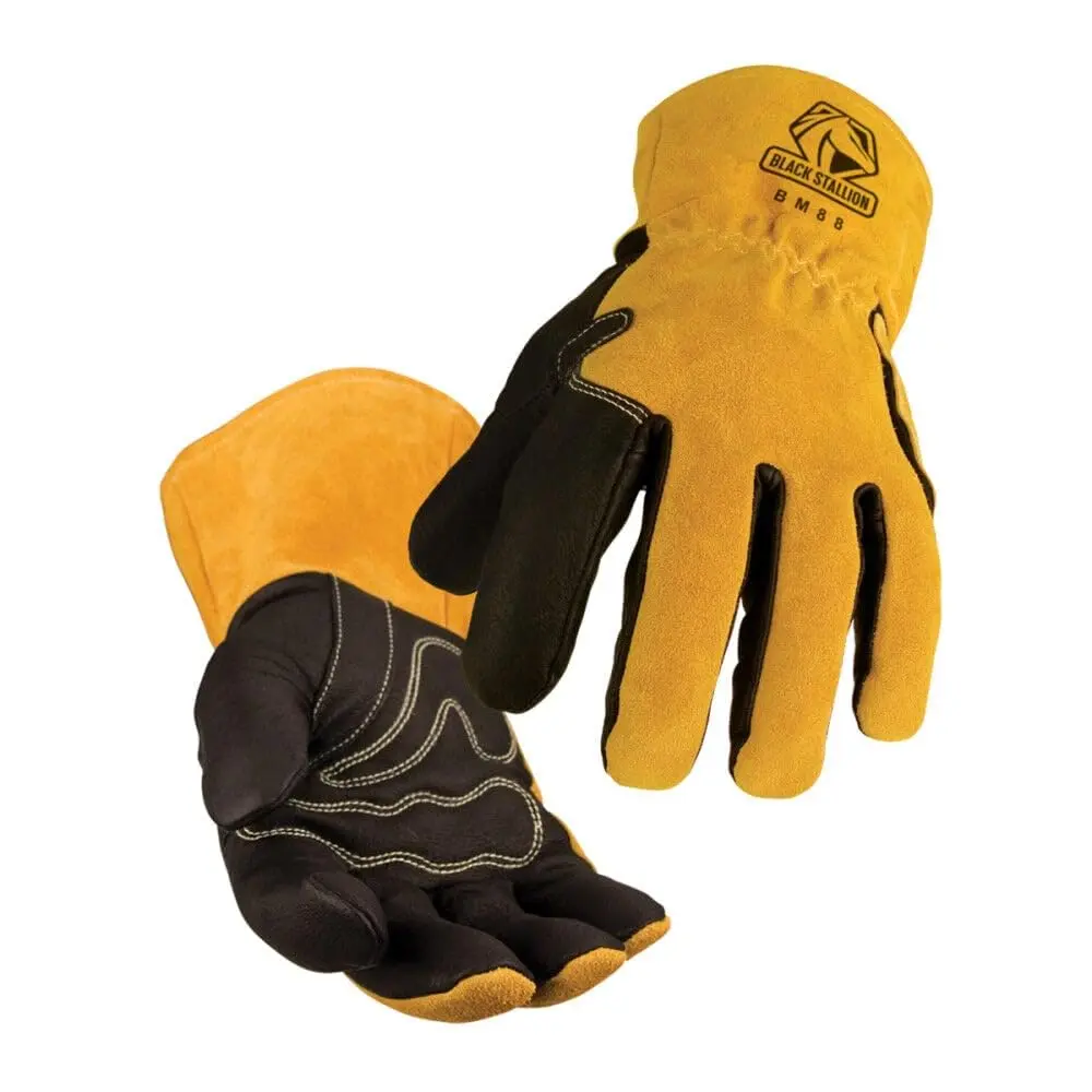 Revco Industries BM88L-BSX Extreme Pig Skin MIG Welding Gloves, Large, Padded, Durable Split Cowhide Back, Rest Patch, Stitched with Flame-Resistant Kevlar, Lined